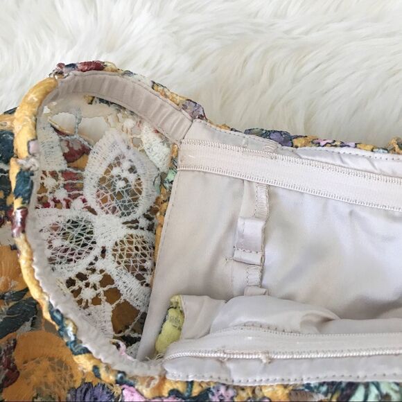 New ALEX MARIE Yellow Floral Lace Off The Shoulder Midi Dress Fit & Flare Size 2 - Picture 7 of 16